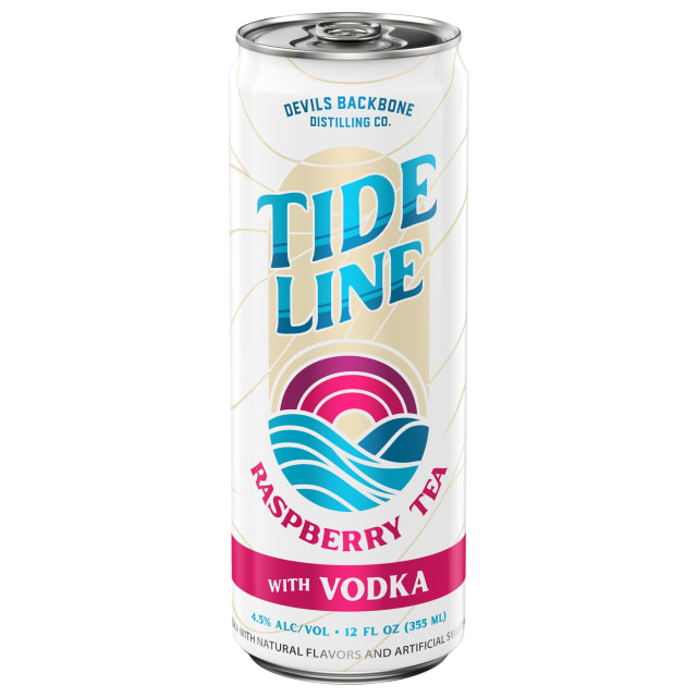 Devils Backbone Tide Line Raspberry Tea with Vodka 12 oz Single CAN Sleek 4_5ABV - Plain Aluminum - Standard Gloss - Craft Direct