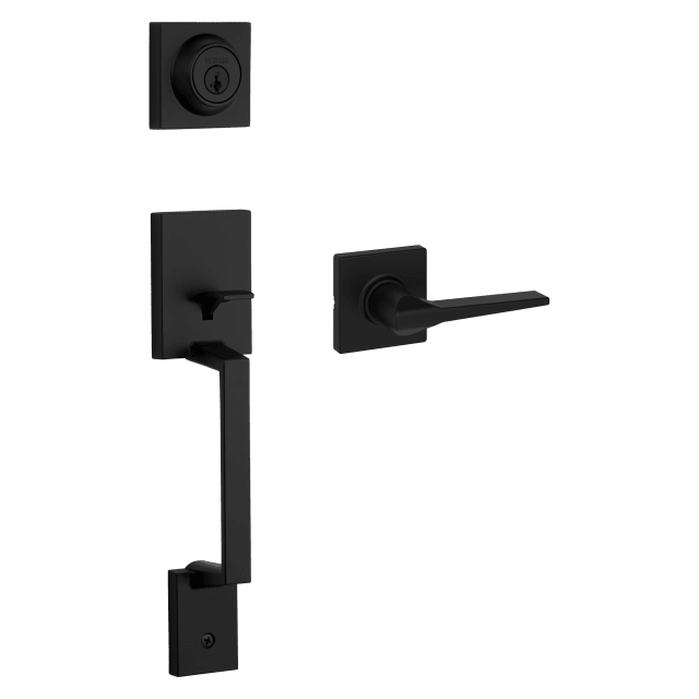 Amador Single Cylinder Handleset with Hollis Lever featuring SmartKey Security™ Security in Matte Black
