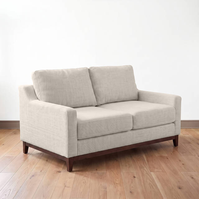 Bedford Loveseat, Upholstered 2-Seater Sofa with Solid Wood Frame and Tapered Legs, Ivory