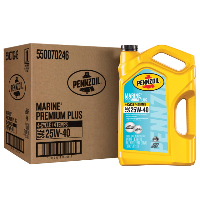 Huile Pennzoil Marine Premium Plus pour moteurs à 4 temps 25W-40,  5 litres (caisse de 3)