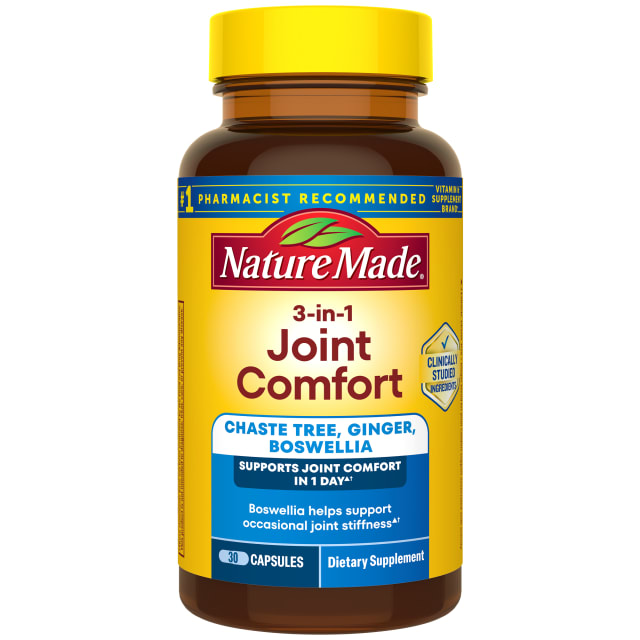 Nature Made 3-in-1 Joint Comfort Capsules, Chaste Tree, Ginger & Boswellia, Joint Supplements for Men and Women, 30 Capsules, 30 Day Supply