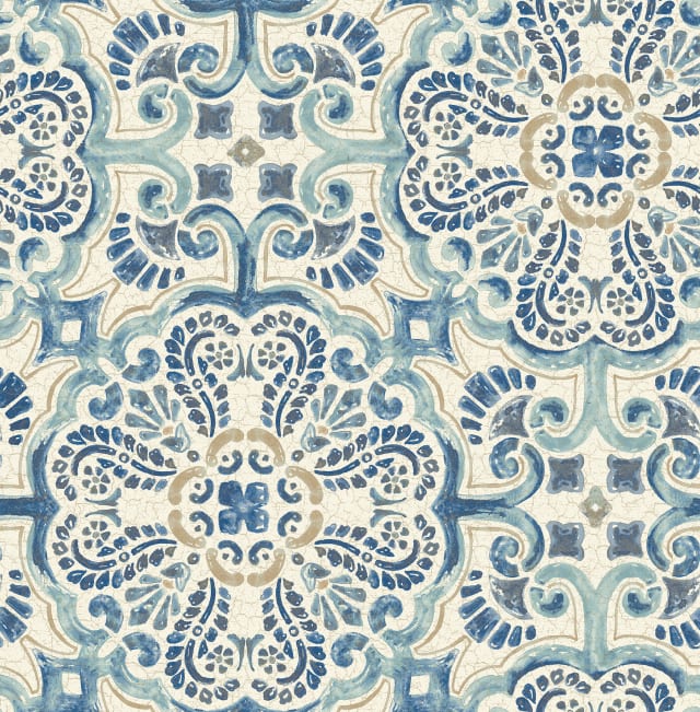 Florentine Blue Tile Wallpaper