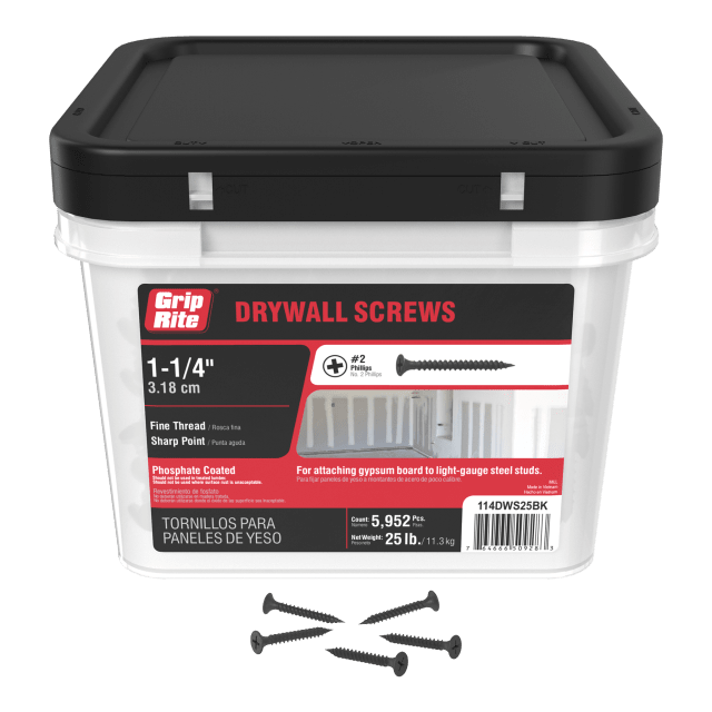 Grip-Rite 1 1/4 Fine Dw Screw Clear Bucket 25# Hand Drive Drywall Screws