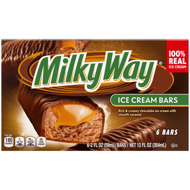 MILKY WAY Chocolatey Ice Cream Bars with Caramel and a Milk Chocolatey Coating, 6 Pack, 2 Oz Bars