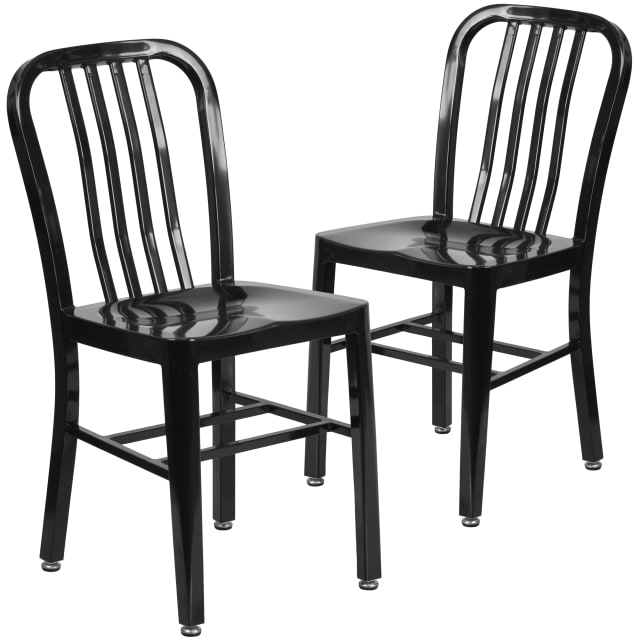 Gael Commercial Grade 2 Pack Black Metal Indoor-Outdoor Chair