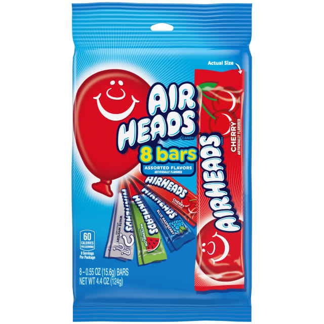 Airheads Bars Assorted Flavors 8 pc Peg Bag
