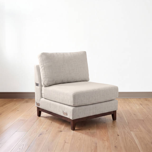 Bedford Modular Sectional Center Unit, Upholstered Sofa Component with Solid Wood Frame and Tapered Legs, Ivory