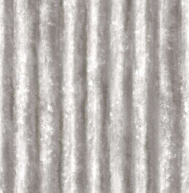 Silver Corrugated Metal Wallpaper