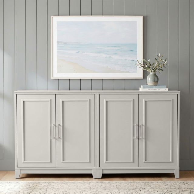 Lily Pond Set of 2 Modular Storage Cabinets with Adjustable Shelf, Soft-Close Doors with Brushed Stainless Steel Hardware, Sharkey Gray