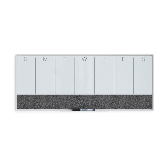 U Brands® White Aluminum Frame Magnetic Glass Dry Erase Weekly Board, 36" x 15.25" Frosted White (Actual Size 35" x 14.25")