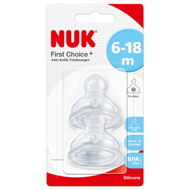 NUK FC PLUS TEAT SILICONE SIZE 2 M 2/BLC