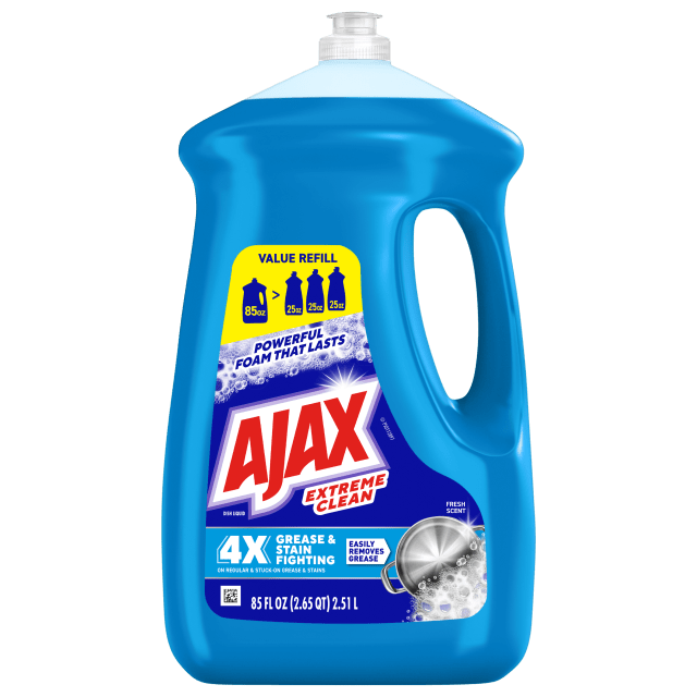 Ajax Extreme Clean Liquid Dish Soap, Strips Grease, Easy-Flip Cap, Fresh Scent, 85 fl oz