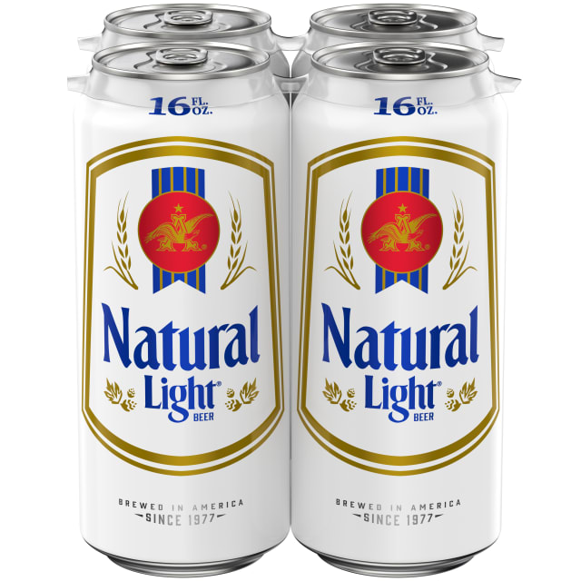 Natural Light Beer, 4 Pack, 16 fl oz Cans, 4.2% ABV