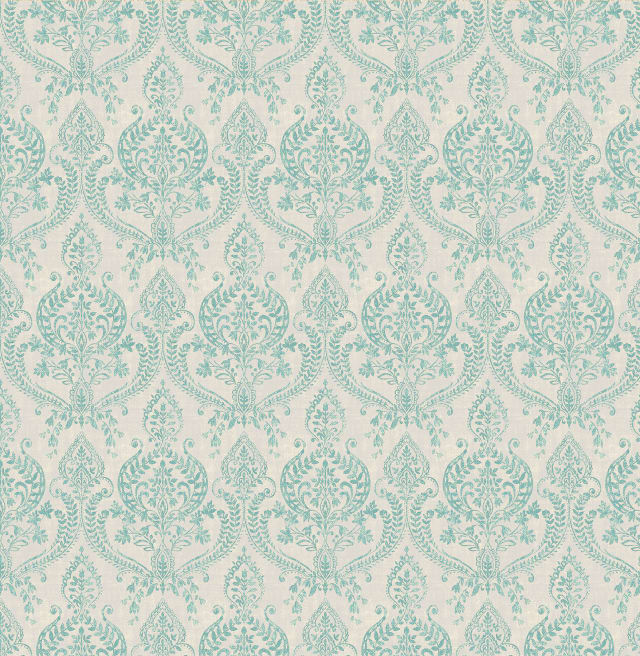 Waverly Turquoise Petite Damask Wallpaper