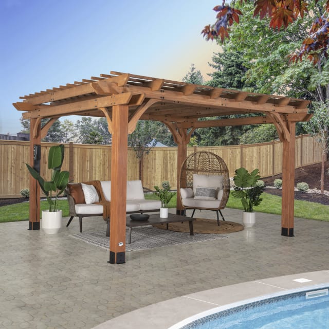 Beaumont Pergola-14x12-Light Brown