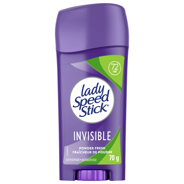 Déodorant antisudorifique Lady Speed Stick pour femmes, protection de 72 heures contre les odeurs et la transpiration, Invisible Dry, parfum Fraîcheur de poudre, bâton de 70 g