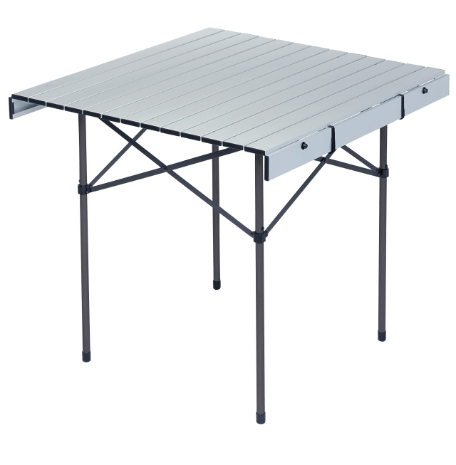 Camp & Go 30" Outdoor Aluminum Roll Top Portable Camping and Tailgating Table, Silver