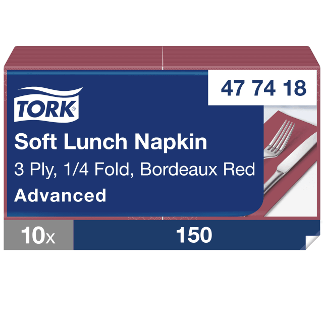 Tork Soft Bordeaux Red Lunch Napkin 1/8 Folded