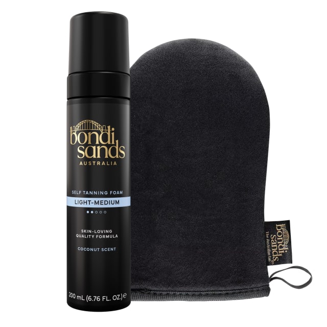 Bondi Sands Hydrating Self Tanning Foam + Mitt, Light/Medium, 6.76 oz