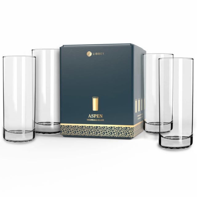 Libbey Aspen Highball Drinking Glass, 10 ounce, Set of 4