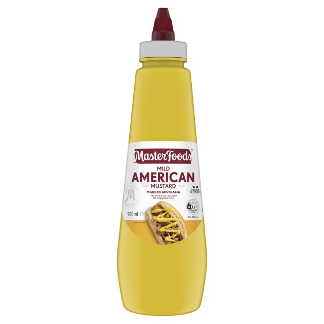 MASTERFOODS Mustard Mild American 920ml Bulk Squeezy Bottle