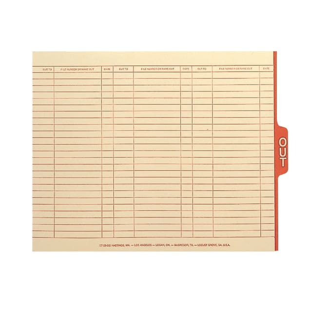 End Tab Out-Guides with Printed Form, 1/5-Cut Tab