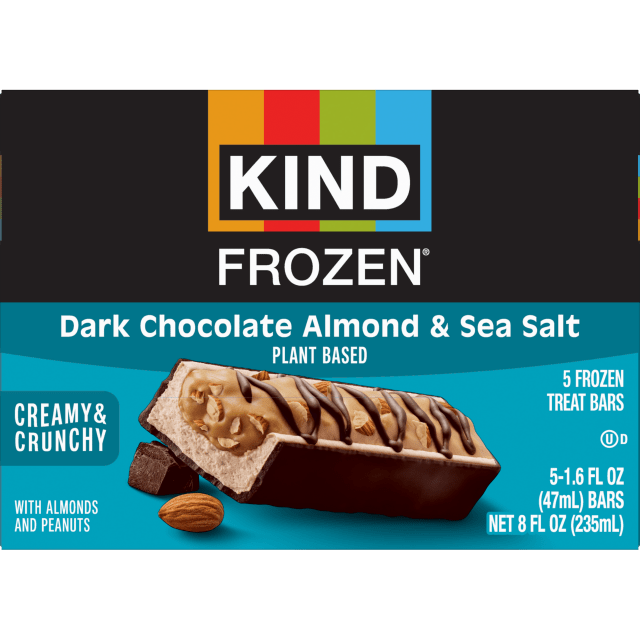 KIND FROZEN Plant Based Frozen Treat Bar, Dark Chocolate Almond Sea Salt &amp; Nut Treat Bars, 5 Pack, 1.6 Oz Bars