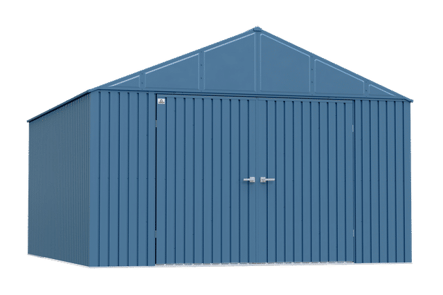 Elite Steel Storage Shed, 12X14, Blue Grey