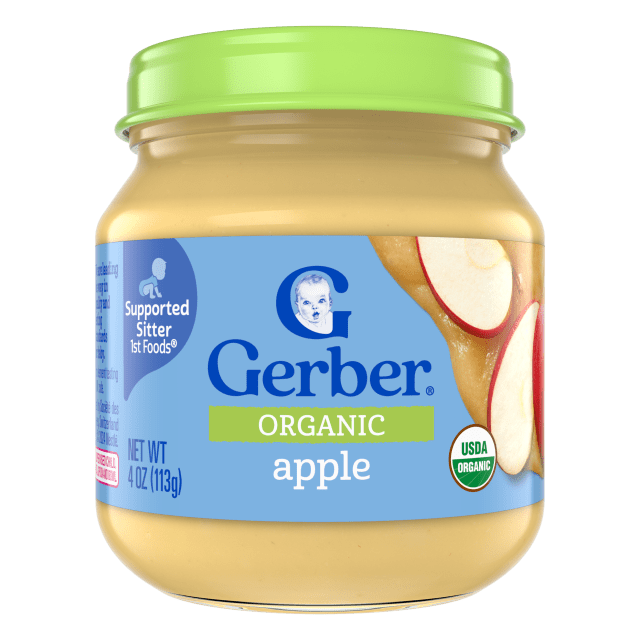 Gerber Stage 1 Baby Food, Organic Apple Jar, Fruit Puree, Non-GMO, Baby Puree