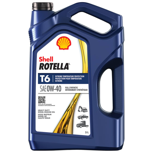 Huile moteur diesel Shell Rotella T6 0W-40, 5 litres