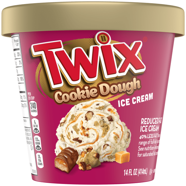 TWIX Cookie Dough Caramel Ice Cream Reduced Fat Cookie Ice Cream with Twix Candy Bar Pieces, 14 Oz