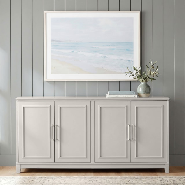Lily Pond Modular TV Stand for up to 75" TV with Adjustable Shelves, Soft-Close Doors with Brushed Stainless Steel Hardware, Sharkey Gray