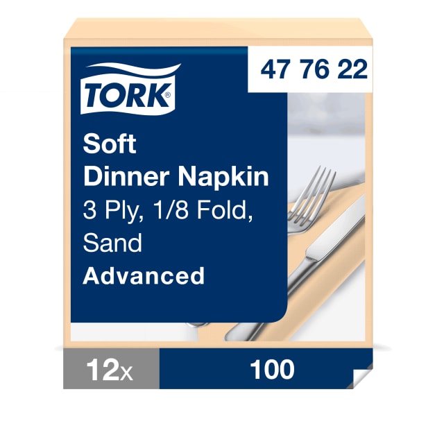 Tork Soft Sand Dinner Napkin 1/8 Folded