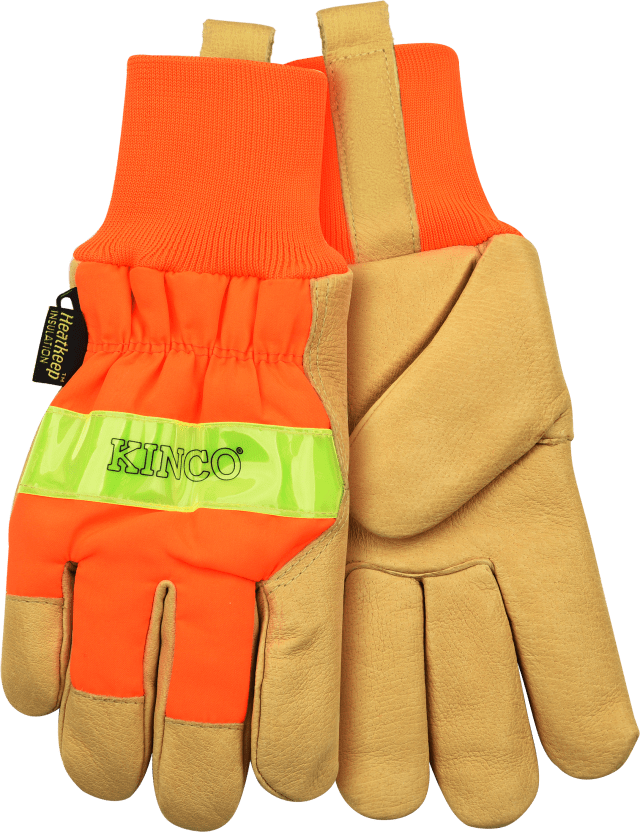 Lined Hi-Vis Orange Grain Pigskin Palm with Knit Wrist