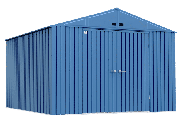 Elite Steel Storage Shed, 10X14, Blue Grey
