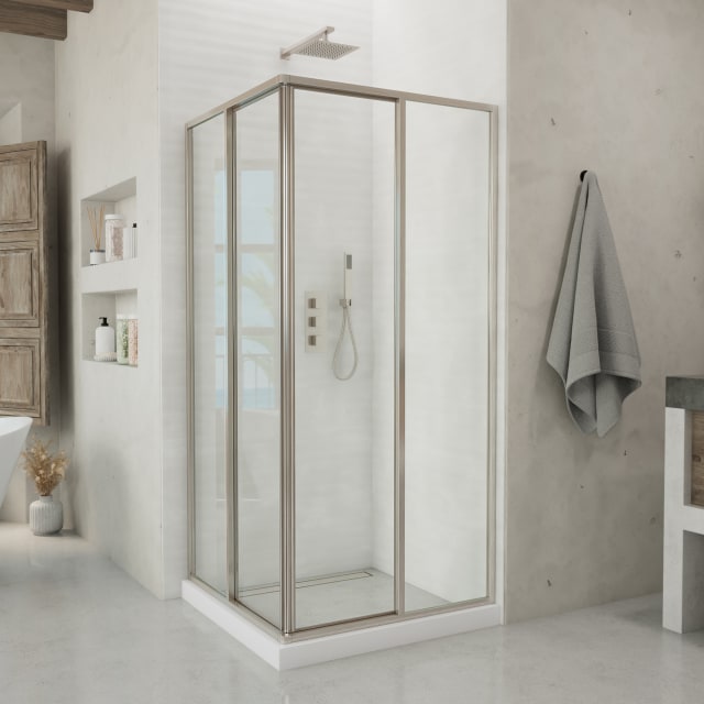 DreamLine Cornerview 34 1/2 inch D x 34 1/2 inch W x 72 inch H Framed Sliding Shower Enclosure in Chrome