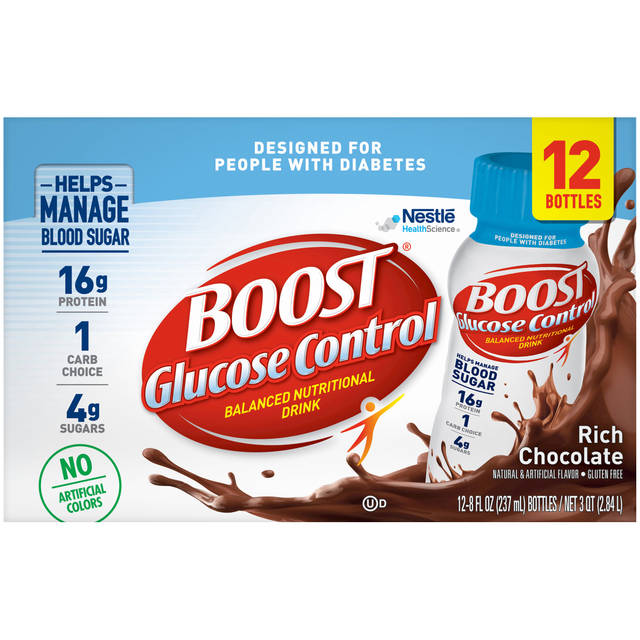 BOOST Glucose Control Nutritional Drink, Rich Chocolate, 16 g Protein, 12 - 8 fl oz Cartons