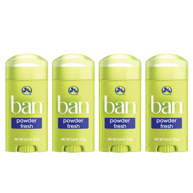Ban Invisible Solid Antiperspirant Deodorant, Powder Fresh, 2.6 Oz, 4 Pack
