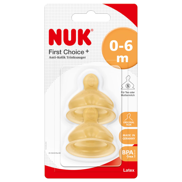 NUK FC PLUS TEAT LATEX S 1 S 2/BLC