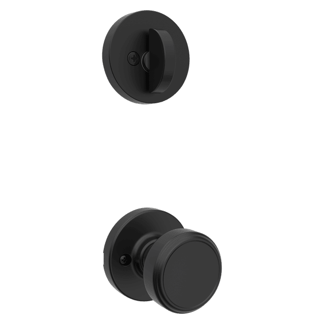 Single Cylinder Interior Pack w/ Round Rose Maven Knob for Weiser Handlesets in Matte Black