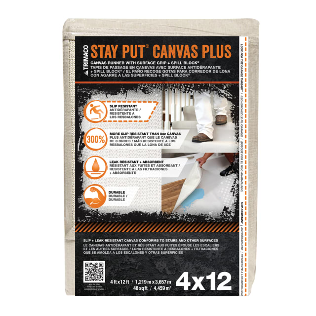 Stay Put® Canvas Plus Dropcloth, 4'x12'