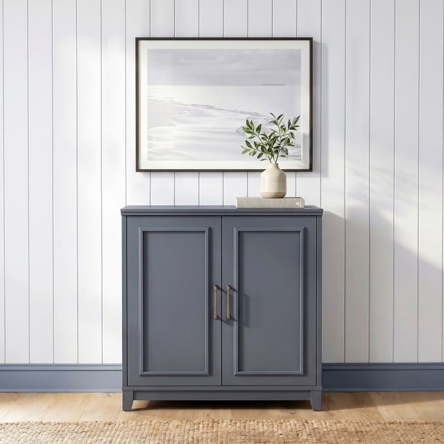 Lily Pond Modular Storage Cabinet with Adjustable Shelf, Soft-Close Doors with Gunmetal Hardware, Solid Wood Frame/Legs, Slate Blue