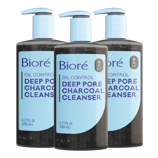 Biore Deep Pore Charcoal Face Wash For Oily Skin, 6.77 fl oz, 3pk