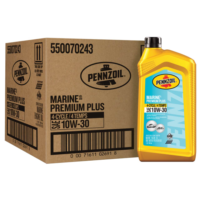 Huile Pennzoil Marine Premium Plus 10W-30 pour moteurs à 4 temps, 0,946 litre (caisse de 6)