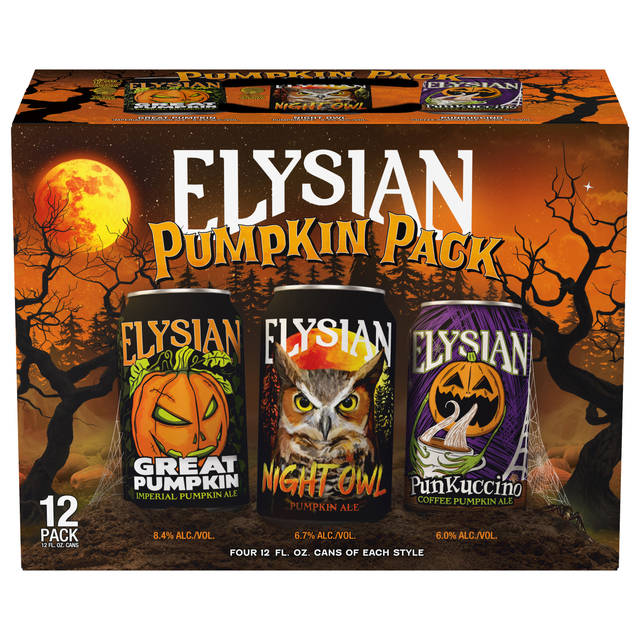 Elysian Pumpkin Variety Pack 12x12 oz Can Pack CARRIER - Craft Direct - Punkuccino, Great Pumpkin, Night Owl Pumpkin Ale