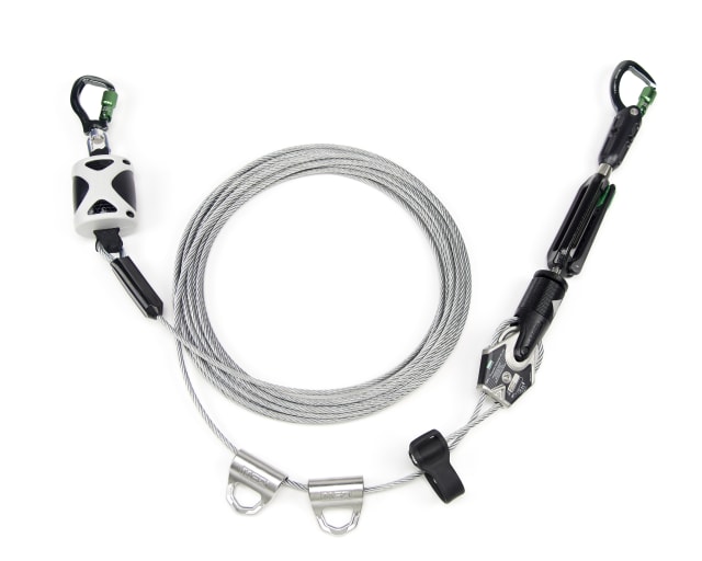MSA Temporary Cable Horizontal Lifeline for 2 Workers, 100' with bypass shuttles