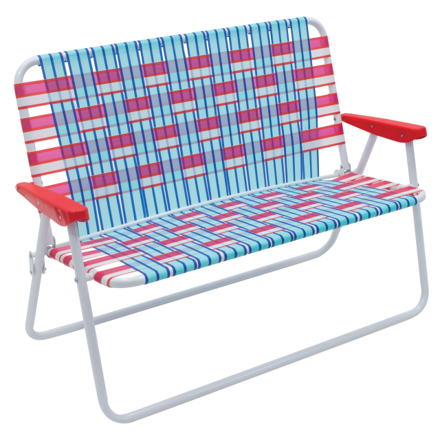 Camp & Go 16.5" High Seat Outdoor Double Wide Loveseat Web Folding Chair, Multi