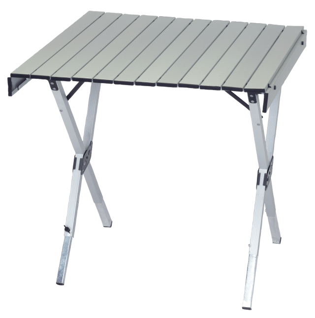 Camp & Go 27" Expandable Outdoor Aluminum Roll Top Portable Camping and Tailgating Table, Silver