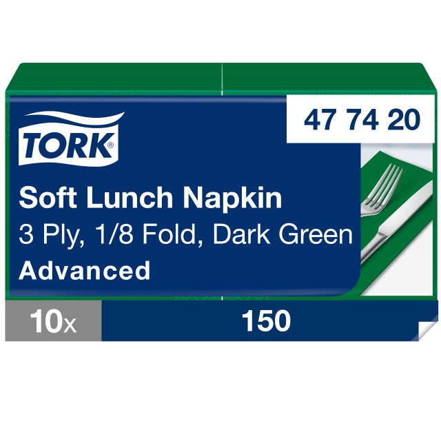 Tork Soft Dark Green Lunch Napkin 1/8 Folded