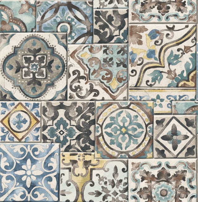 Teal Marrakesh Tiles Wallpaper